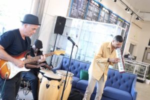 Richard, Kendan, and KP playing music