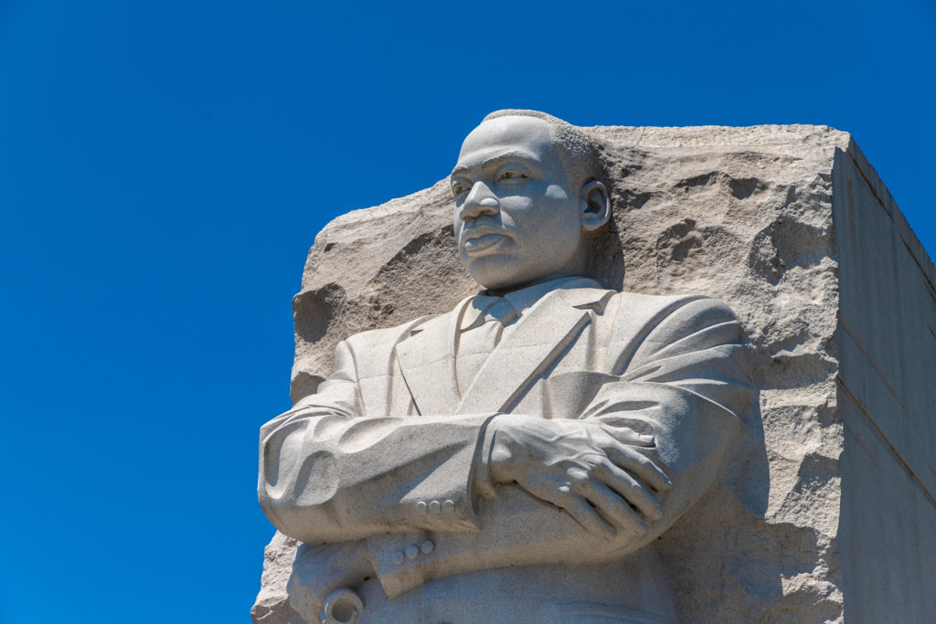 WASHINGTON DC, USA - MARCH 29, 2020: Martin Luther King, Jr. Memorial in Washington DC in a sunny day, USA
